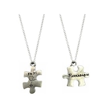 En İyi Arkadaşım Yazılı Puzzle Metal 925 Ayar Gümüş Kaplama Çift Çok REnkli
