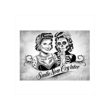 Smile Now, Cry Later - Klasik Çift Portresi Art Mdf Tablo