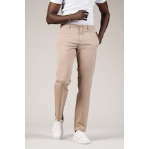 Akçaylar Regular Fit Pamuklu Arka Beli Lastikli Yazlık Chino Pantolon Krem