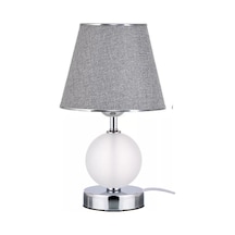 Kartopu Masa Lambası Metal Aksam Kumaş Başlık Yatak Başı Lambası Gri