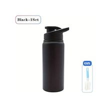 Honeybeeshop 20oz Siyah 1 Takım 600ml Bisiklet Su Şişesi Alüminyum Spor Termos Kamp Yürüyüş Balıkçılık Matarası Siyah-1 Takım