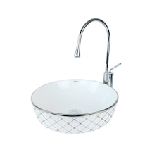 Geometrik Platin Beyaz Çanak Lavabo Renkli