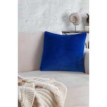 Cozy 1 Adet Lacivert Renk Kadife Pamuklu Kırlent Yastık Kılıfı 44x44 Cm