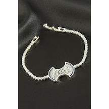 Fiyong - 404 - Zirkon Taşlı Çocuk Bileklik 16 Cm - Nazblsmm - Gümüş Rengi