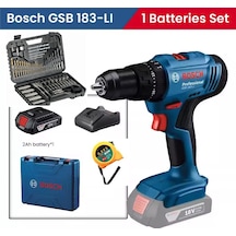 Bosch GSB183 Li Darbeli Tek Bataryalı Matkap Vidalama + 103 Parça Set