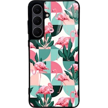 Samsung Uyumlu S25 Fe Retro Flamingo Duvar Kağıdı Tasarımlı Glossy Telefon Kılıfı Çok Renkli