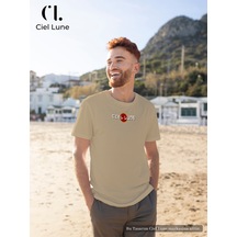 Unisex Optic Line Ciel Lune - Oversize T-shirt Bej