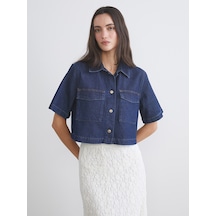 Lcw Vision İndigo Regular Fit Kadın Jean Gömlek