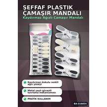 Silikon Ağızlı Şeffaf Plastik Çamaşır Mandalı - Bas Aç Mekanizmalı Renkli Mandal Bx-316854 Diğer