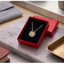 Pigna Aksesuar Kutulu Gold Açılır Kapanan Mıknatıslı Yonca Çelik Kolye Altın