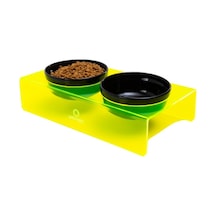 Petmagic Akrilik Pleksi Evcil Hayvan Siyah Seramik Kaseli İkili Kedi Köpek Mama Su Kabı Neon