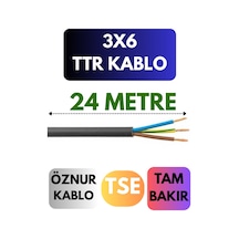 Öznur 3x6 Ttr Kablo Metre Seçenekli Siyah - 24 Metre