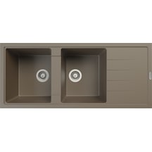 Polex Cristalüx Granit Evye P-X116 Toprak 2 Hazneli Tezgah Altı Ve Tezgah Üstü Mutfak Evyesi 116.5x50.8 CM