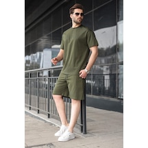 Haki Erkek Şort T-shirt Takım E7347 Haki Erkek Şort T-shirt Takım E7347