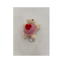 Amigurumi Örgü Kaplumbağa Anahtarlık - El Yapımı Kalpli Tasarım Pembe Pembe