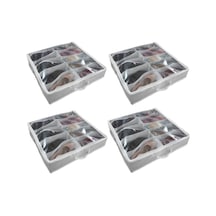 Keven Home 4 Adet - Ayakkabı Organizeri - 10 Bölmeli Ayakkabı Saklama Çantası 58X58X12Cm - Çizgili