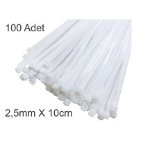 Beyaz Plastik Cırt Kelepçe 2.5x10cm Kablo Bağı Elektrik Kablosu 1