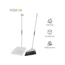 Vusıgn Süpürge Seti Süpürge + Toz Toplama Küreği Gri Beyaz