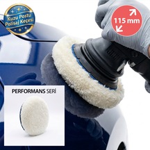 Performans Seri %100 Doğal Kuzu Postu Polisaj Keçesi 115 Mm Beyaz