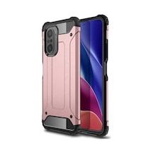Noktaks - Xiaomi Uyumlu Xiaomi Poco F3 - Kılıf Çift Katman Zırh Tank Crash Military Kapak - Rose Gold