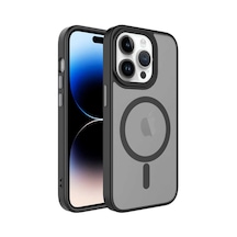 Zore İphone 12 Pro Uyumlu Mat Arka Yüzey Wireless Şarj Özellikli Ogaa Flet Magsafe Kılıf-siyah