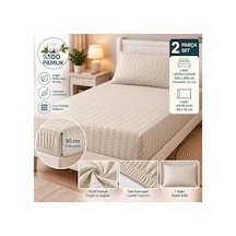Slc Home %100 Pamuk Kumaş 100 X 200 Cm Lastikli Çarşaf 1 Adet Yastık Kılıflı Tek Kişilik 2li Set Bej - 939641234 Bej