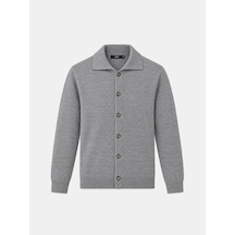 Xint Gri Yumuşak Dokulu Regular Fit Hırka 801861 Gri Melanj