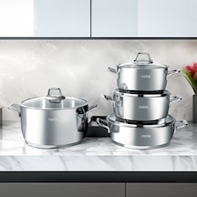 Silver Klasik 8 Parça Çelik Tencere Seti - Gri Çok Renkli