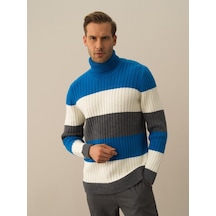 Xint Mavi Doğal Yün Dokulu Regular Fit Kazak 801757