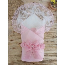 Yenidoğan Kumru İnci Fiyonk Kristal Parlak Duvaklı Kundak Bebek Battaniyesi Pembe Çok Renkli