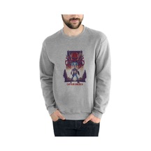 Captain America Baskılı Gri Erkek Örme Sweatshirt