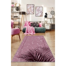 Pembe Modern Klasik Kaymaz Tabanlı Dekoratif Halı Rv186n11