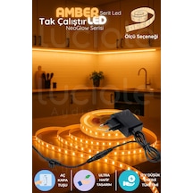 4 Metre Neoglow Serisi Amber Led Şerit Işık 60 Çipli 12v Tak Çalıştır Prizli Aydınlatma Bandı