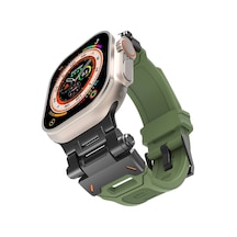 Watch 7 45mm Clo- Krd-108 Metal Başlıklı Silikon Kordon-siyah-yeşil