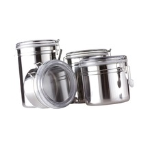 Homyl 4x Kahve Kutusu Kiler Depolama Tahıl Tuzları Şeker Için Gümüş