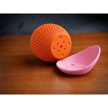 Bezos 3d Baskı Küre Saksı - Kafes Dokulu İki Parçalı Dekoratif Saksı - Turuncu-pembe Ventra Standart
