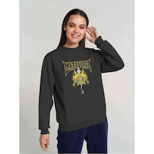 Bad Seed Metal Rock Baskılı Füme Antrasit Kadın Sweatshirt