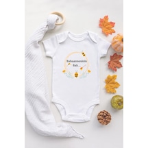 Tuğba Baby Özel Tasarım Babaannesinin Balı Bebek Body Beyaz Badi Zıbın Beyaz