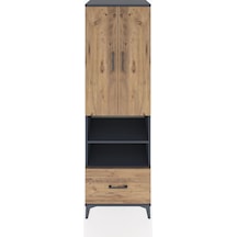Hyperion Dolap 5 Raflı Tek Çekmeceli 2 Kapaklı 60x44x195 Antrasit-çam Antrasit