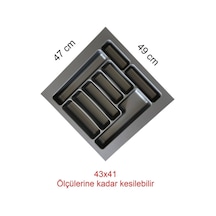 47x49 Cm Gri Renk Çekmece Içi Düzenleyici Kaşıklık 43/40 Cm Kadar Kesılebılır Gri