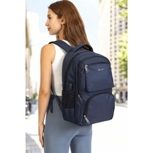 Sportif Darbe Emici Su Geçirmez 13,3-14 İnç Lacivert Laptop Sırt Çantası Renkli Çok Renkli
