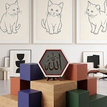 Tr Allah Yazılı Modern Dekoratif Obje, Ev Ve Ofis Dekorasyonuna Anlam Katan Zarif Masaüstü Aksesuarı 10x10 Cm Kül Genel