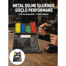Kapsamlı Matkap Ucu Seti Organizer Kutulu Ahşap Metal Beton Delme Yeni Nesil 93291017
