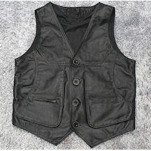 Hakiki Kuzu Derisi London Yelek Siyah