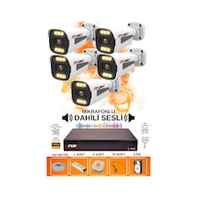 Fury 5 Li Sesli 6 Warm Led Gece Renkli Görüş Su Geçirmez Güvenlik Kamerası Seti 1tb