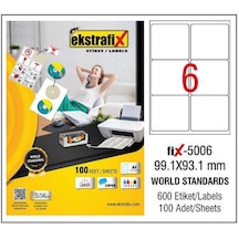 Ekstrafix Lazer Etiket 100 YP 99.1x93.1 Laser-Copy-Inkjet FİX-5006