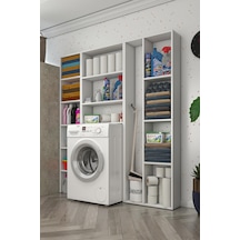Kenzlife Membran Çamaşır Makinesi Dolabı Veronikamega Byzbyz Panjur 180 156 20 Mebran Kapak Mdf Gövde Arkalıksız Raflı Beyaz