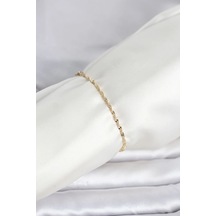 Şık Yassı Ezme Burgu Bileklik 14k Gold Renk Çok Renkli