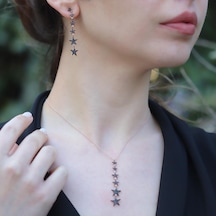 Rose Gold Kaplama Yıldız Geçidi Zirkon Taşlı Gümüş Set Gümüş