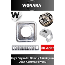 Özel Üretim Şık Tasarımlı Isıya Dayanıklı Gümüş Alüminyum Ocak Koruma Folyosu - 30'lu Set